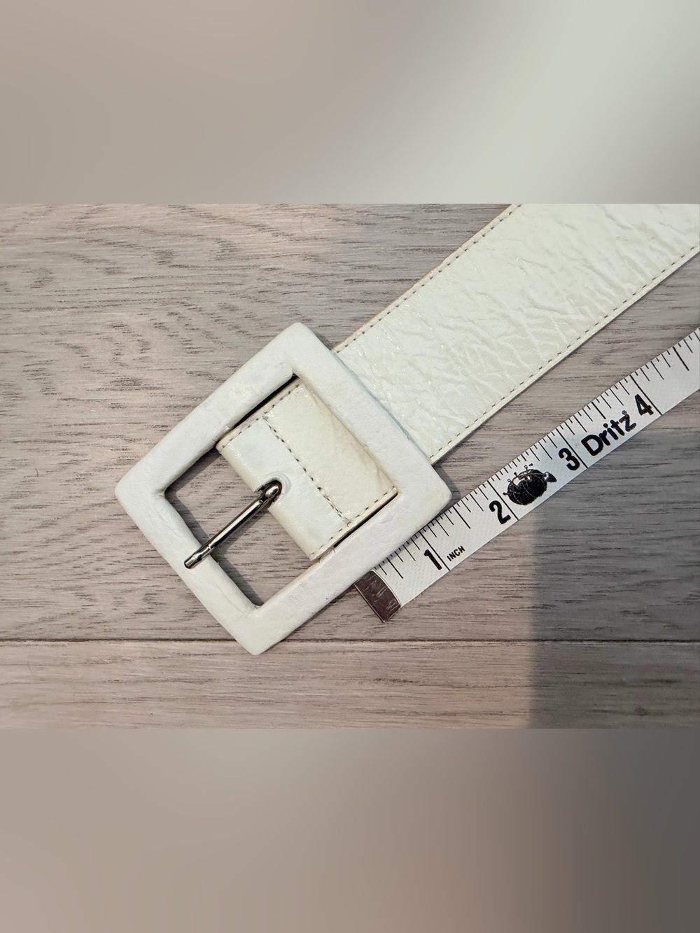 CACHE Genuine Patent Leather Wide Belt with Square Buckle, S